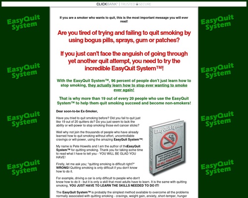 EasyQuit SystemTM - stop smoking program; learn how to quit smoking for good
