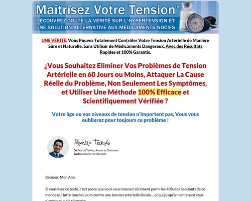 Ma&icirc;trisez Votre Tension&trade; | D&eacute;couvrez Toute la V&eacute;rit&eacute; Sur l&rsquo;Hypertension et Une Solution Alternative aux M&eacute;dicaments Nocifs